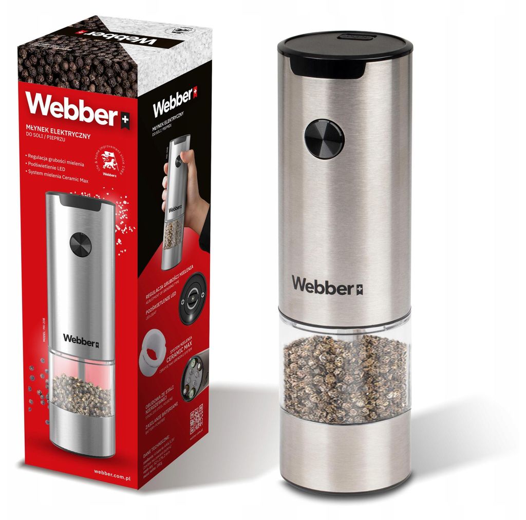 Webber MK20B Elektrický mlynček na soľ a korenie na batérie Obrázok produktu 