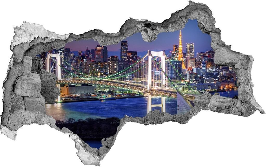 Selbstklebender Loch-3D-Aufkleber 95x73 cm Brücke in Tokyo
