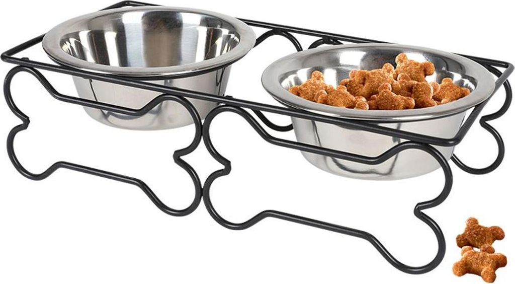 Edelstahl Doppelnapf 2x 300ml Fressnapf Wassernapf Futterstation Hundenapf Katze
