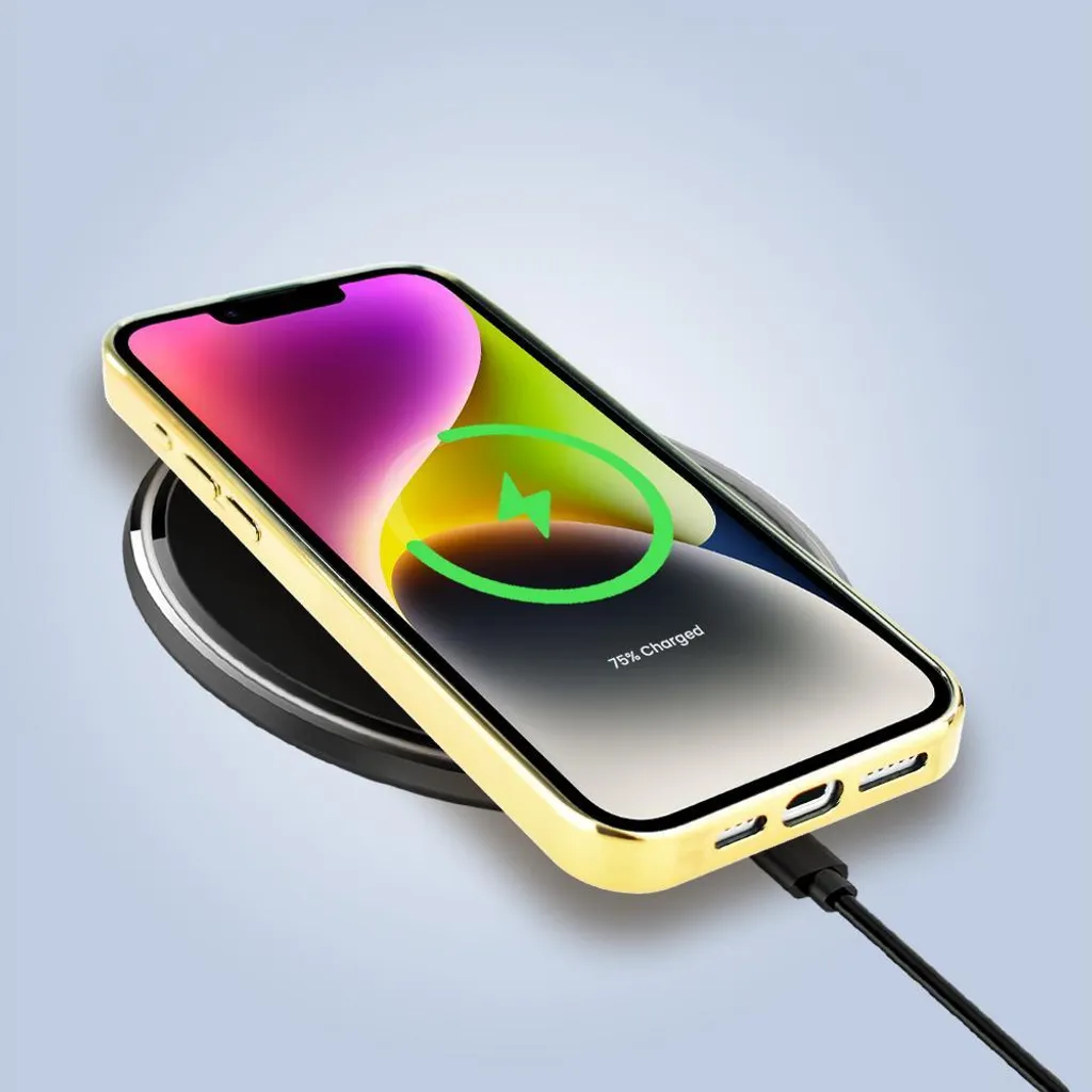 Coque de protection rigide pour iPhone 14 en verre trempé chic