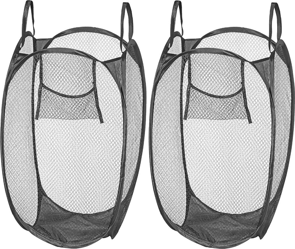 2er Set Pop-Up Wäschesack, faltbarer Wäschekorb, Wäschebeutel 34x34x57cm Camping Wäschenetz Wohnwagen Reisen