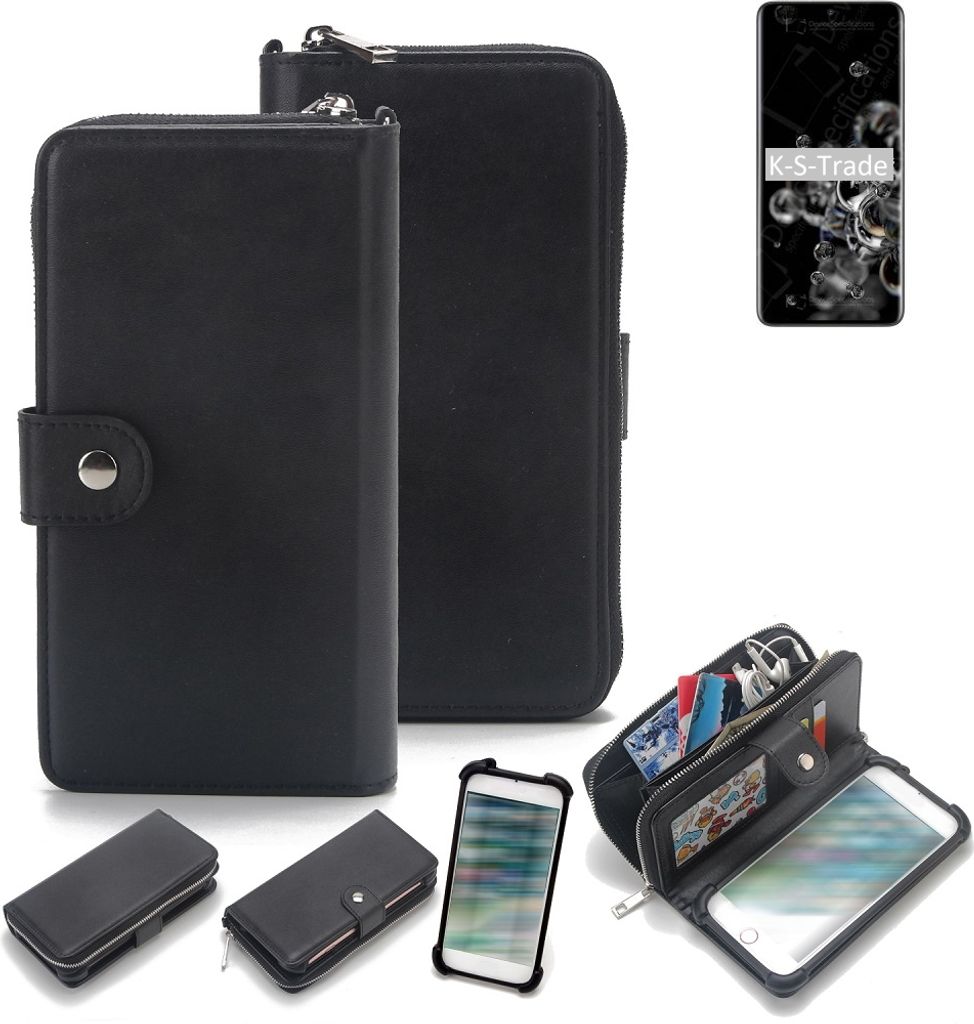 K-S-Trade 2in1 Handyhülle Schutzhülle kompatibel mit Samsung Galaxy S20 Ultra 5G Exynos & Portemonnee Cover Handy Hülle Case Etui Geldbörse