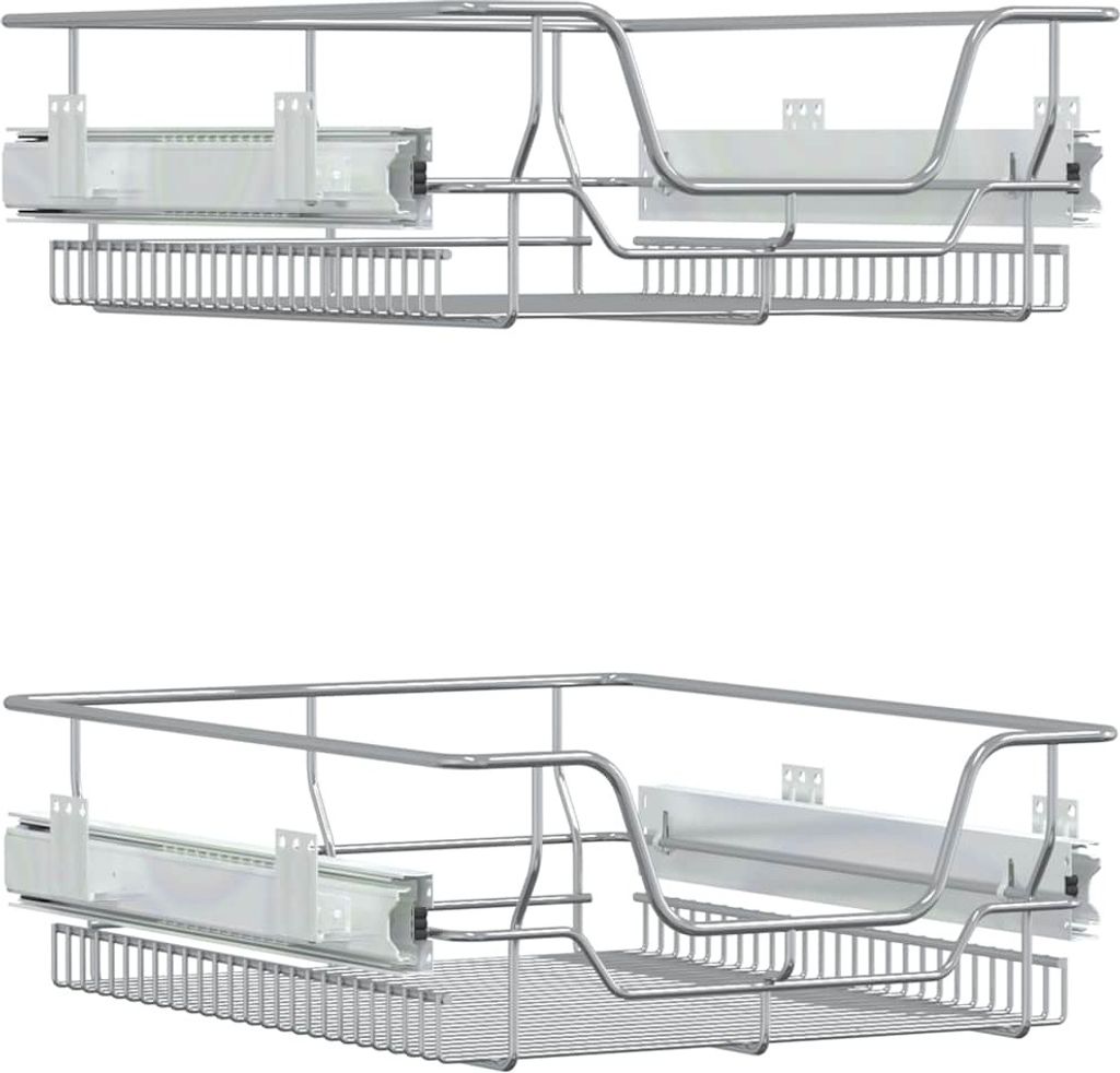 vidaXL Küchen-Drahtkörbe 2 Stk. Ausziehbar Silbern 45 cm