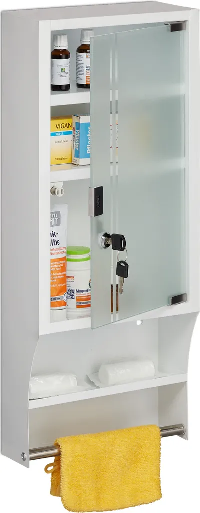 Petite armoire médicale murale avec porte vitrée et serrure de sûreté