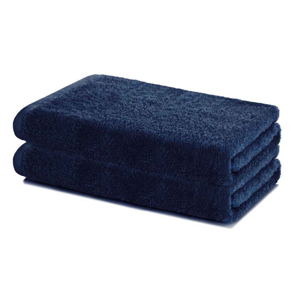 Lavea Sydney 2er Duschtuch-Set, Duschhandtuch, 100% Baumwolle Badetuch, 60 °C waschbar, 2 Stück, 60 x 120 cm, Navy