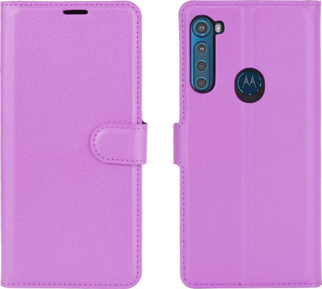 Mobigear Classic Motorola One Fusion Plus Hülle Klapphülle Geldbörse - Lila