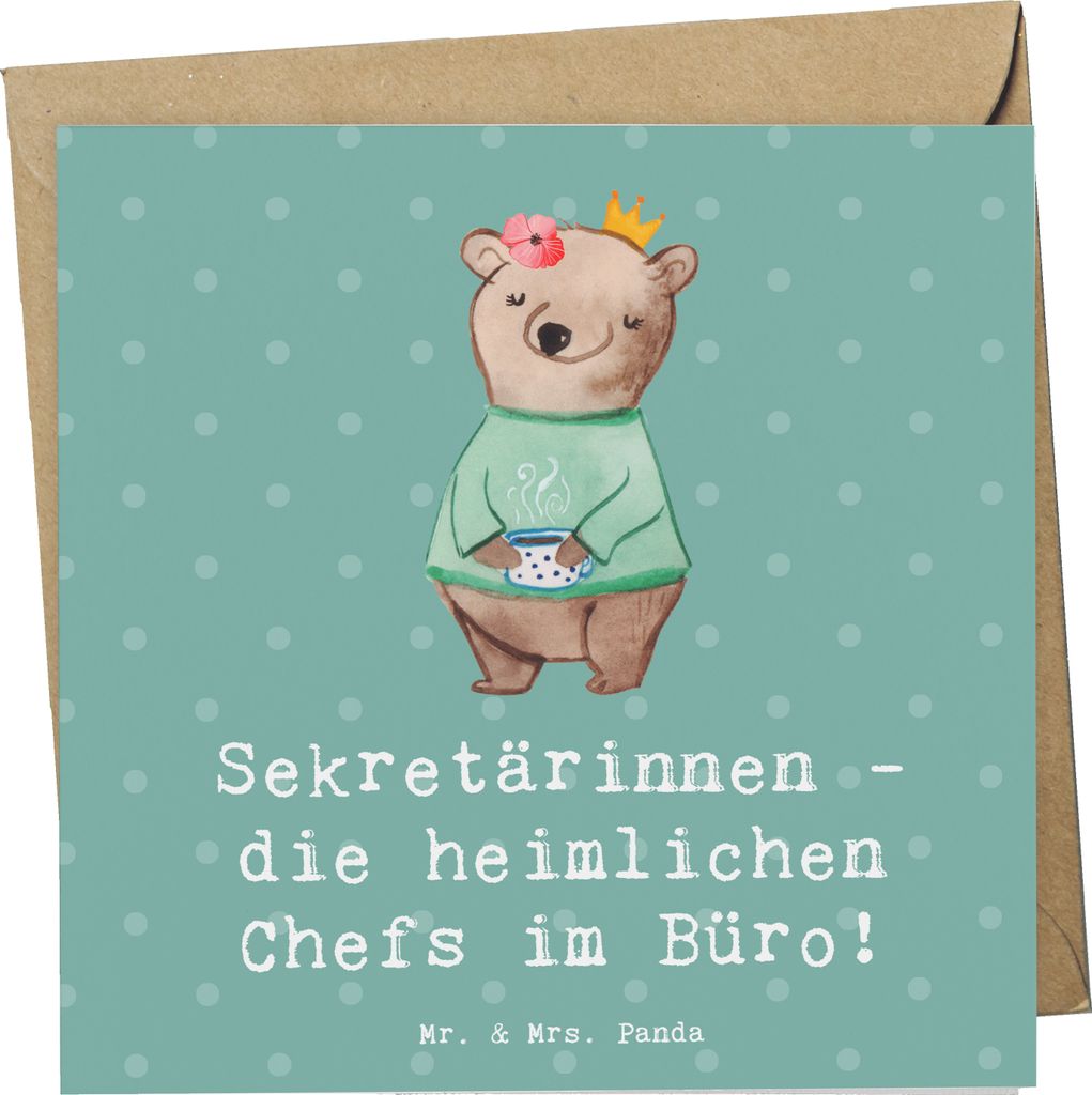 Mr. & Mrs. Panda Glückwunschkarte Sekretärin Chefin - Meeresbrise - Geschenk, Klappkarte, Berufsprodukte, anlasskarte, doppelkarte, Berufe, Gruß...