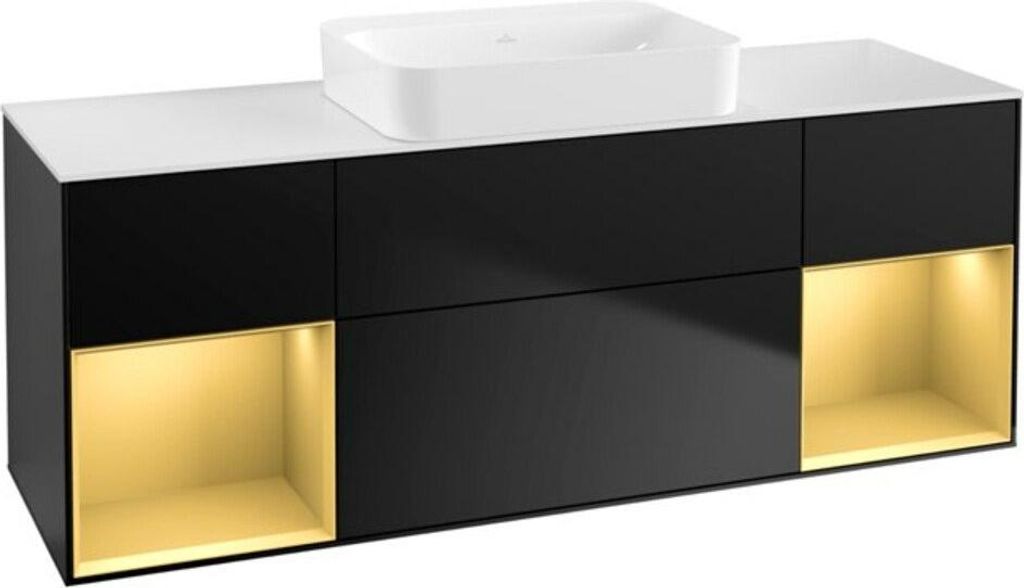 V&B Waschtischunterschrank Wandbeleuchtung Finion 160x60,3x50,1cm, Rg gol m Lac, bla m Lac
