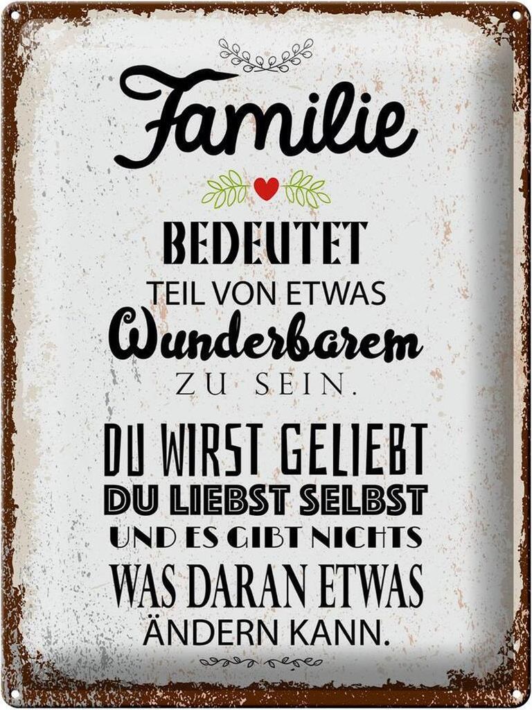 Blechschild Familie Teil von etwas wunderbarem, 40 x 30cm, Blechschilder Spruch Glück Weisheit
