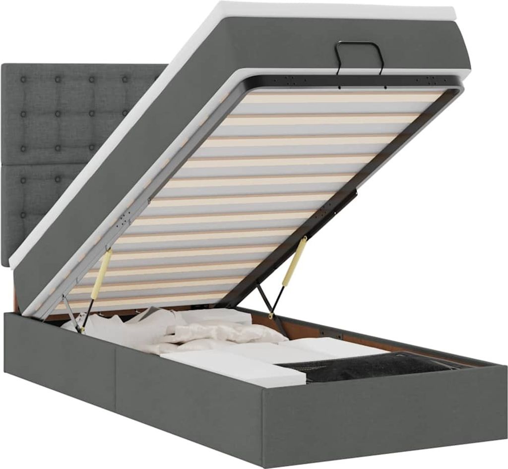 vidaXL Ottomane Bett mit Matratze & LEDs Dunkelgrau 80x200 cm Stoff