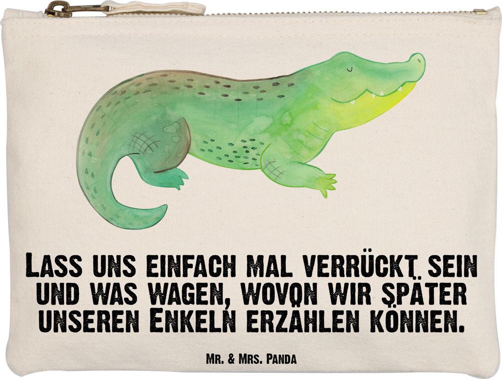 Mr. & Mrs. Panda kosmetiktäschchen Krokodil Grösse XL Große - Weiß - Geschenk, Lieblingsmensch, Beste Freundin, Kosmetiktasche, Mäppchen, Fede...