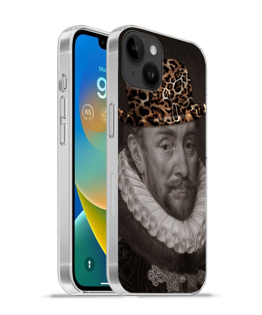 MuchoWow Handyhülle Schutzhülle Hülle für Apple iPhone 14 Plus - Soft case Wilhelm von Oranien - Pantherdruck - Alte Meister Silikon Softcase...