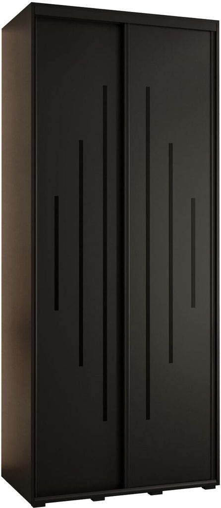 MEBLE KRYSPOL Cannes 12 Schrank mit 2 Schiebetüren - 205,2x100x45 cm - Schwarz Schwarz Schwarz