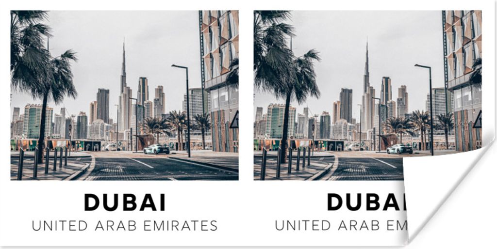 MuchoWow Poster Dubai - Straße - Skyline 80x40 cm - Wanddeko