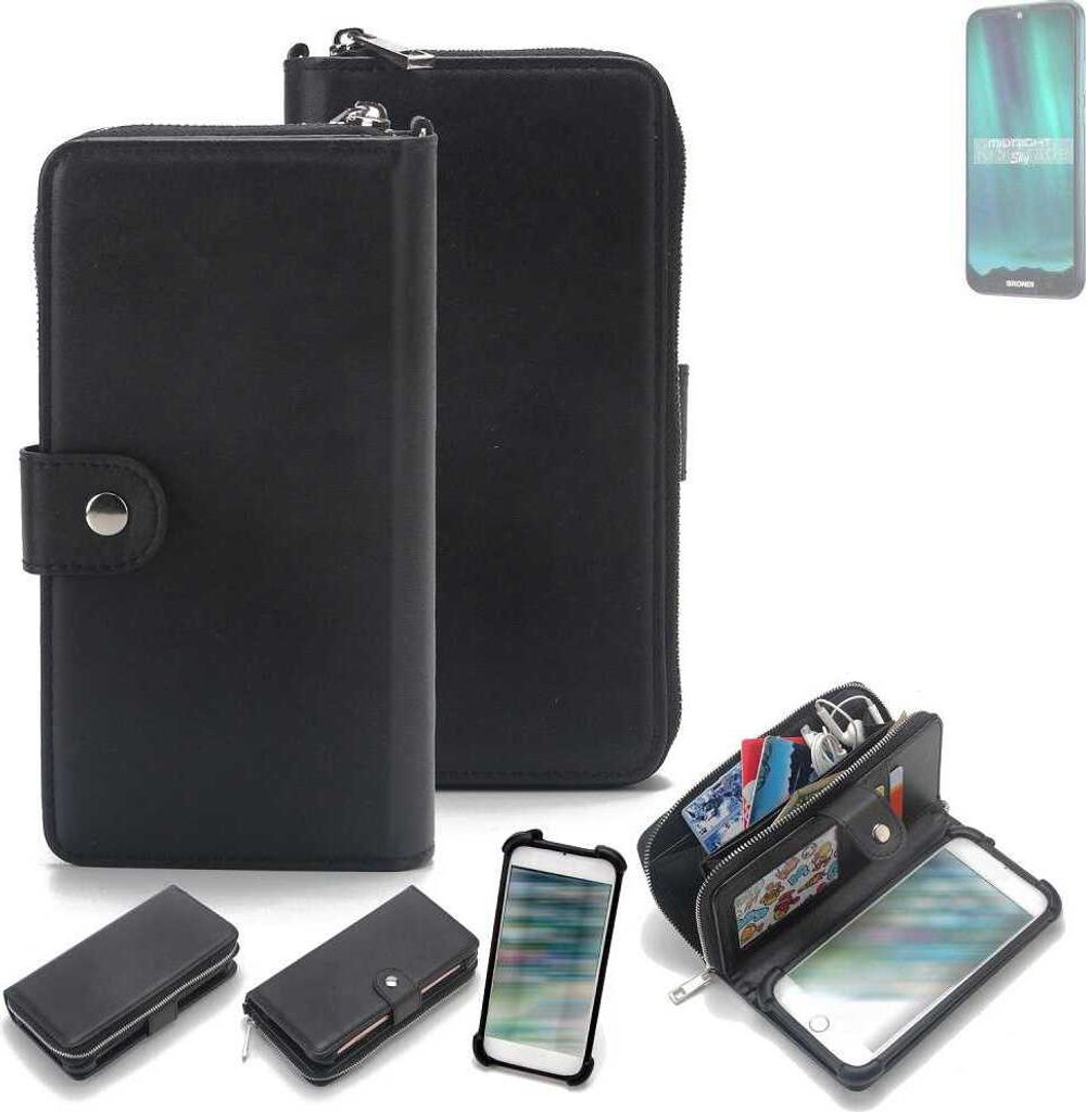K-S-Trade 2in1 Handyhülle Schutzhülle kompatibel mit Brondi Midnight Sky & Portemonnee Cover Handy Hülle Case Etui Geldbörse Wallet Bookstyle