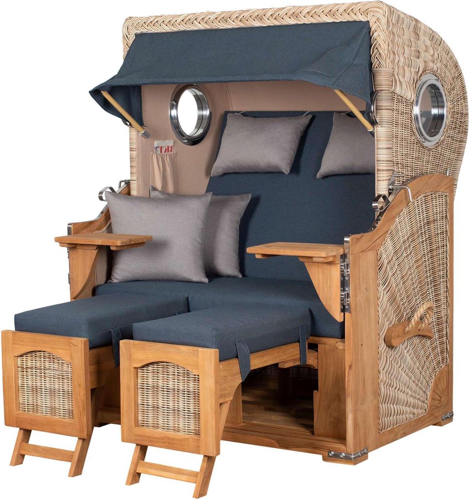 Strandkorb-Set - bene living - Ammersee Teak - PE shell - Modell 593 - inkl. Liftersystem