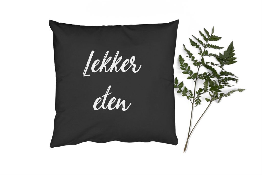 MuchoWow Zierkissen Sofakissen Wohnzimmer Dekokissen 40x40 cm Zitate - Essen - Sprichwörter - Gutes Essen - Foto Kissen - Schlafzimmer Dekoration