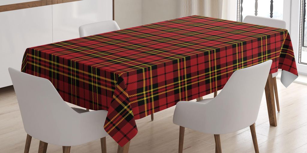 ABAKUHAUS Kariert Tischdecke, Schottisches britisches keltisches Kultur-traditionelles Design in den klassischen Farben, 140 x 170 cm, Schwarz Gelb...