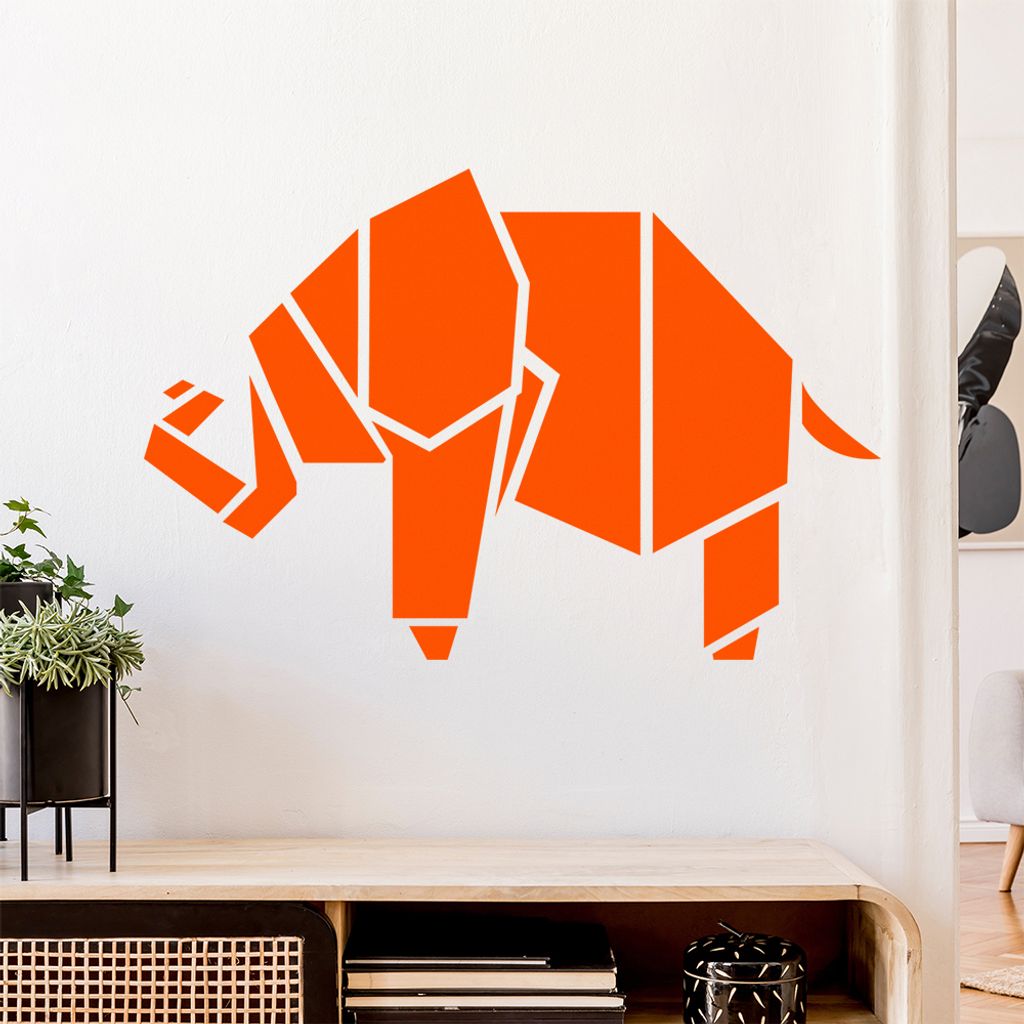 Papierfalten Elefant Wandtattoo Wandaufkleber Wall Sticker - Dekoration, Küche, Wohnzimmer, Schlafzimmer, Badezimmer