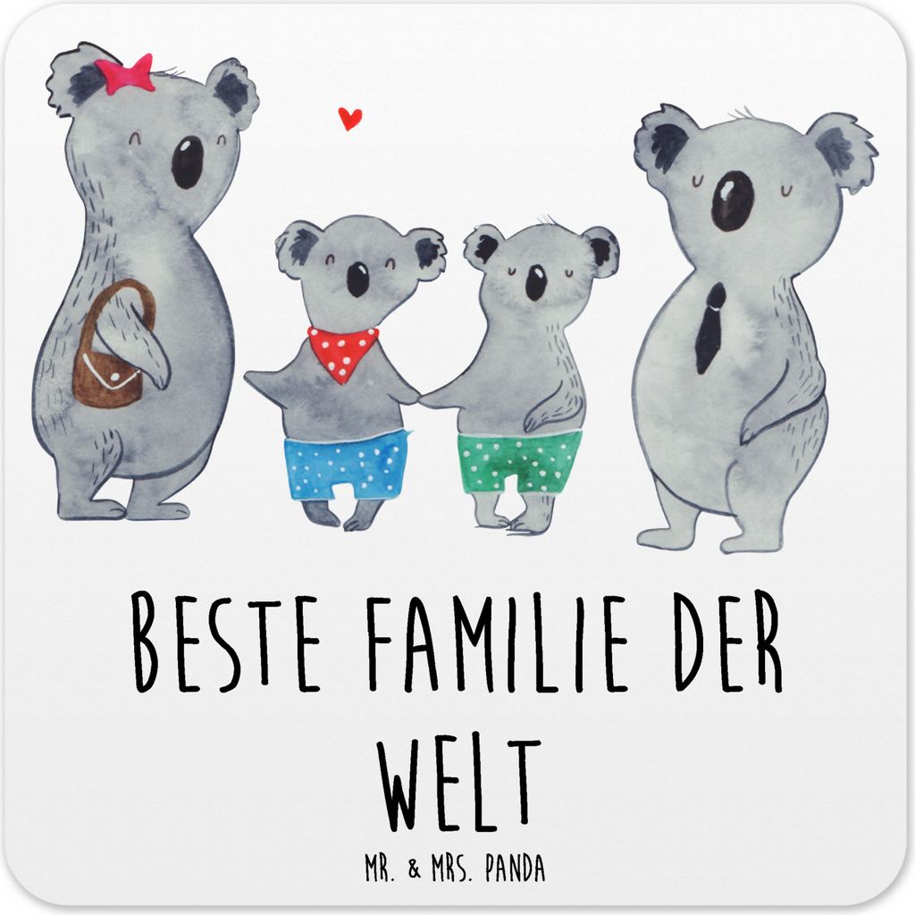 Mr. & Mrs. Panda Untersetzer für Gläser Koala Familie zwei 10er Set - Weiß - Geschenk, Coaster, Koalabär, Tassen, Tassenuntersetzer, Glas-Unter...
