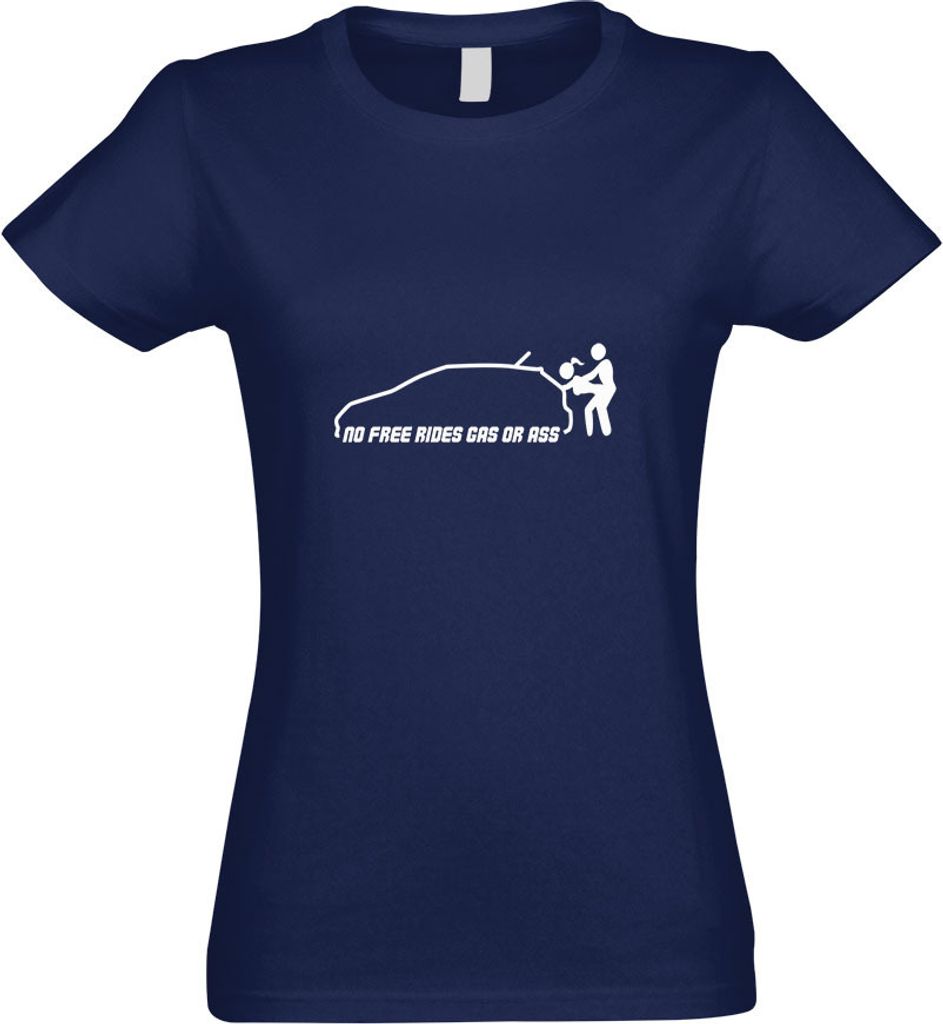 Kiwistar - T-Shirt tailliert - Damen - Navy - No Free Rides - Gas or Ass - mit Motiv Bedruckt - Funshirt Design - Sport - Freizeit - Damen - L