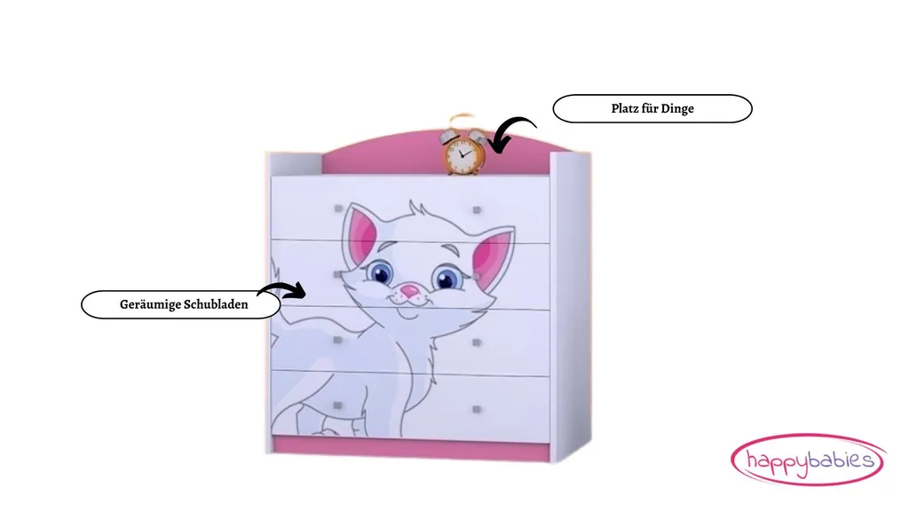 Commode pour chambre d'enfant robuste à 4 tiroirs Happy Babies mate - 5