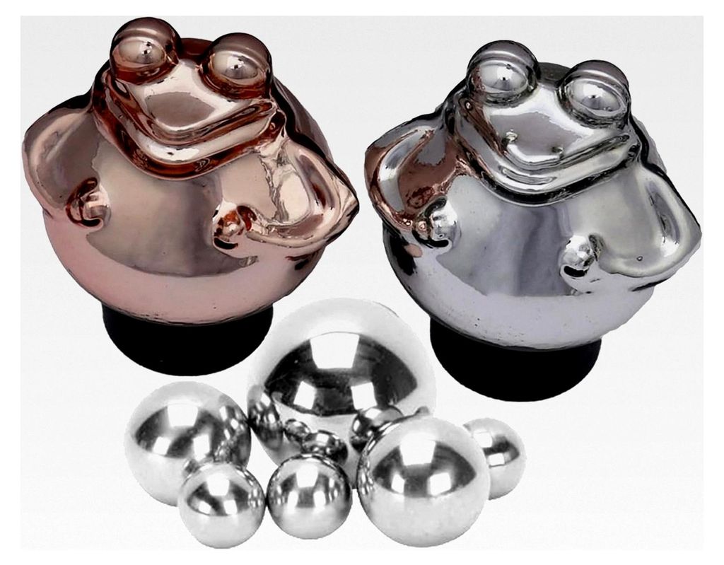 Teichdekoration Schwimmfrösche Silber/Rosa mit Silberkugeln für Miniteiche