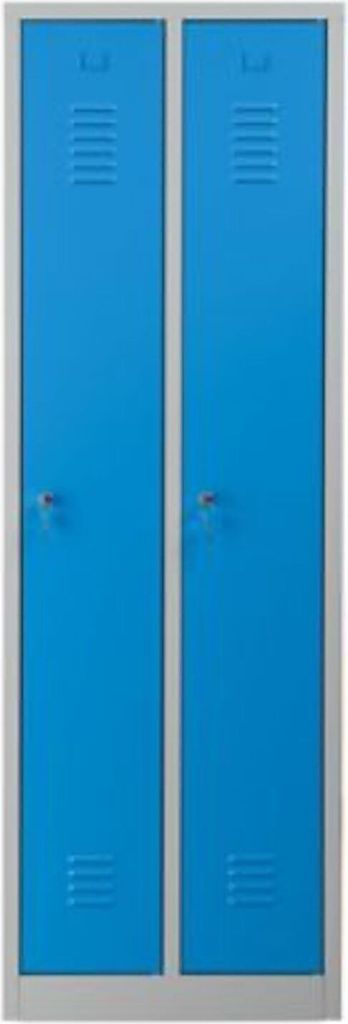 Garderobenspind Camel | 2-Fächer| HxBxT 180x60x50 cm | Zylinderschloss | Grau-Hellblau