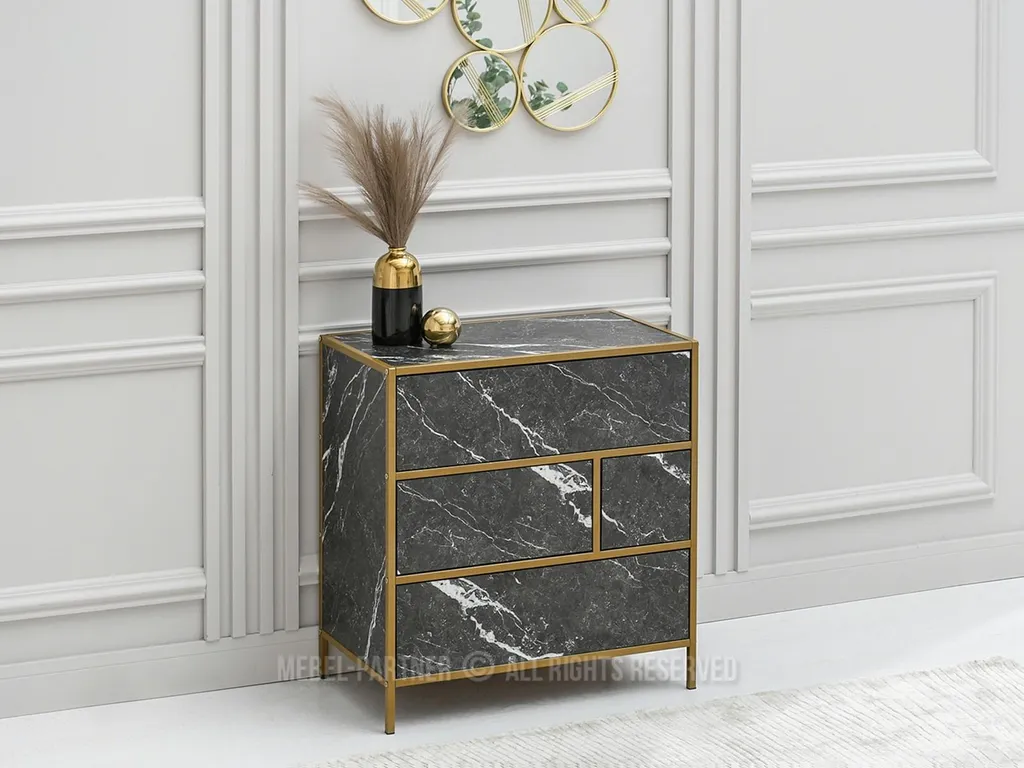 Optimiser petit espace avec la commode MAIRA - Rangement chic marbre noir