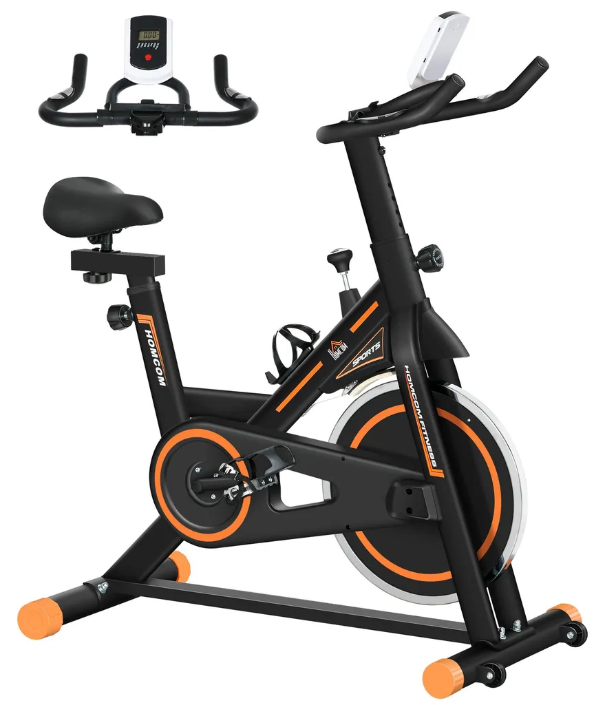 Velo Ergomètre Gain de Place Orange pour s'Entraîner en Appartement
