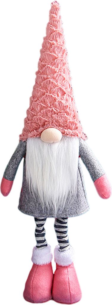 Gnome Gesichtslose Puppe Weihnachtsschmuck Nordischer Stil Einziehbares Bein Langer Bart Entzückende Gesichtslose Elfenpuppe Fensterdekoration Rosa
