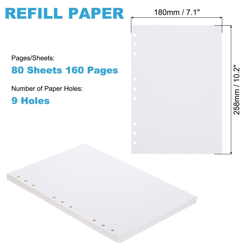 B5 Blank Nachfš¹llpapier, Loose Leaf Papier 9-Loch-Planer-Nachfš¹llungen fš¹r 9-Ring-Nachfš¹llbarer Binder Notizbuchpapier Fš¹ller Planer...