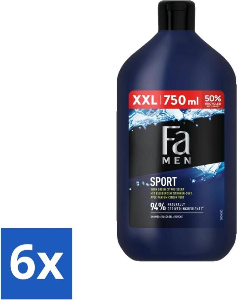 Fa Men - Sport - Duschgel - Grüne Zitrone - 750 ml - Vorteilspack - 6 Stücke