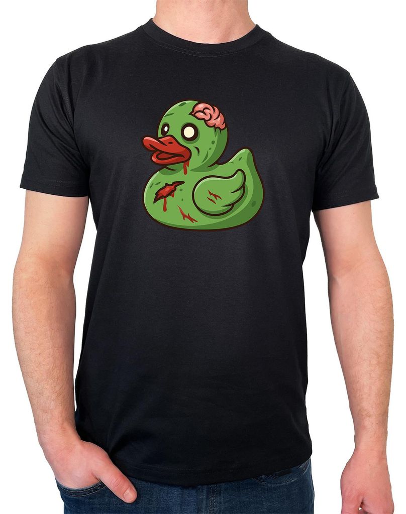 Huuraa Herren T-Shirt Quietscheente Zombie Gummiente Halloween S Black Bio Baumwolle Fairtrade Herrenshirt Geschenkidee