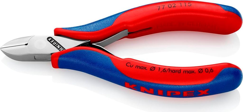 Knipex Elektronik-Seitenschneide r Kopf poliert, Griffe mit zweifarbigen - 77 02 115 SB