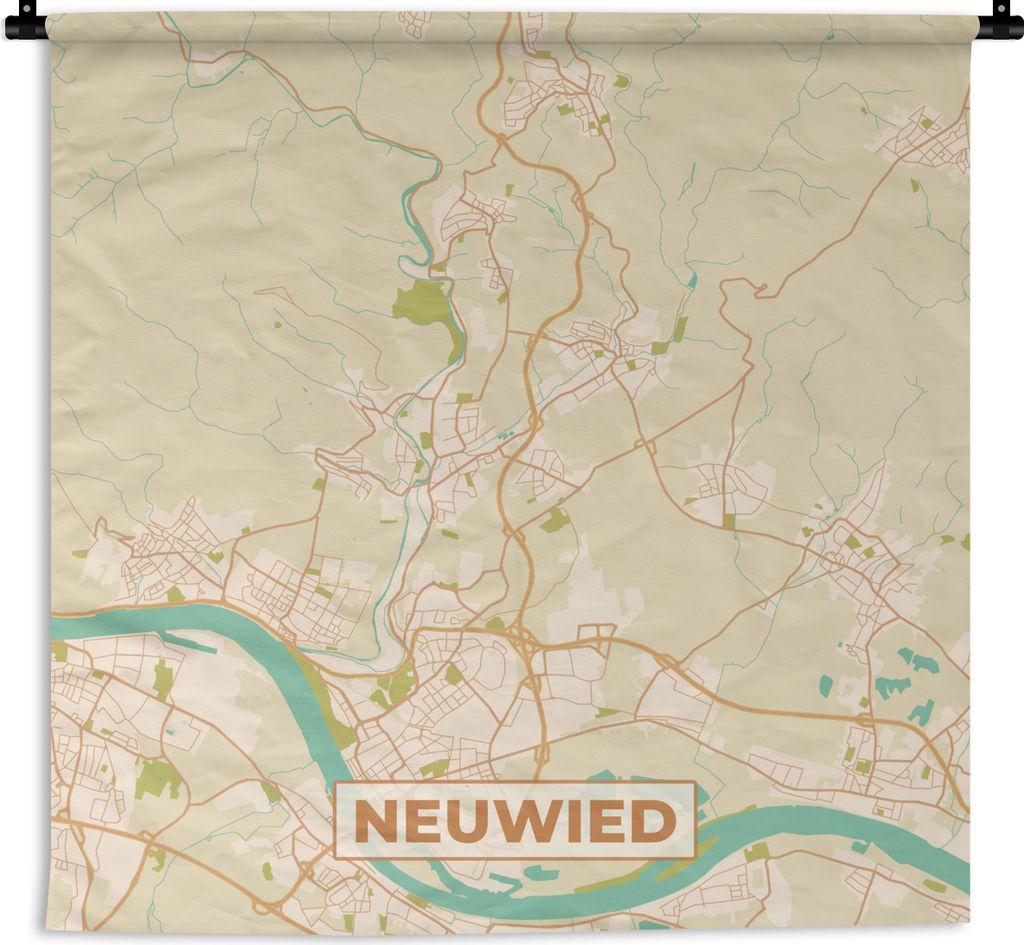 MuchoWow Wandteppich Wandbehang Neuwied - Karte - Vintage - Stadtplan 150x150 cm Tapisserie Dekoration Wandtuch - Wohnaccessoires - Modernes