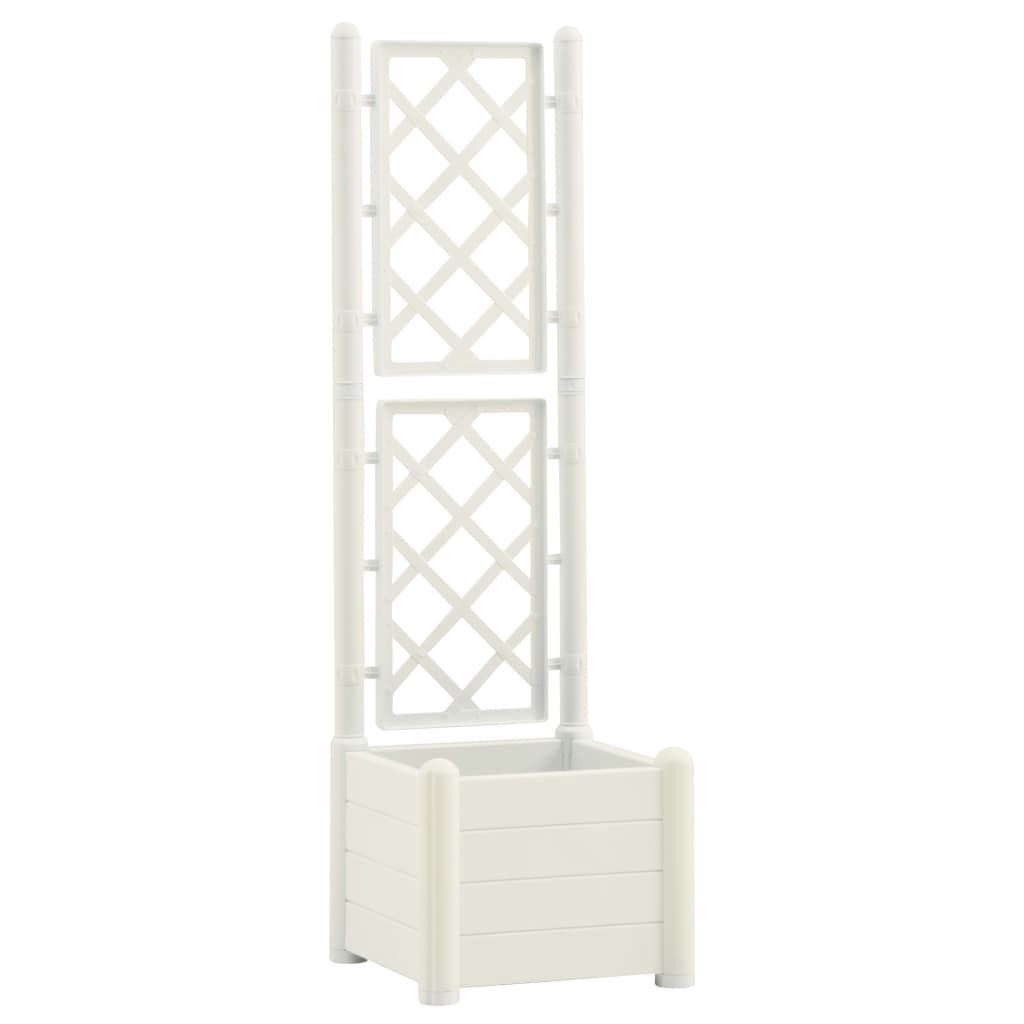 vidaXL Bac à plantes avec treillis 43x43x142 cm PP blanc Image du produit 