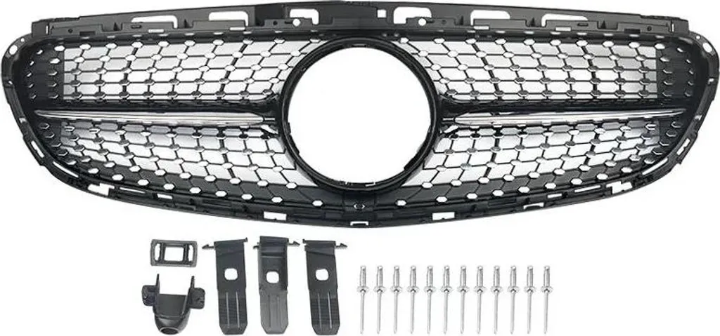 Calandre Diamant Noir et Chrome pour Mercedes Classe E W212 2014-2016