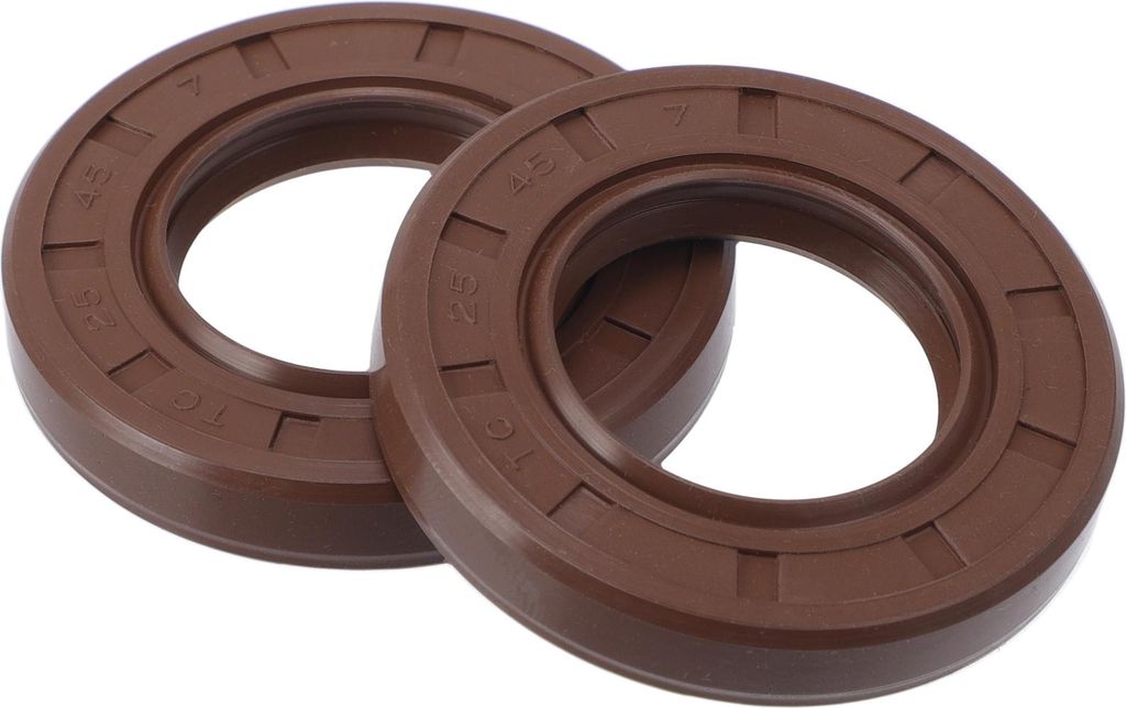 Universelle Öldichtung TC Doppellippe W Stahlfeder Dichtungsring Rotierende Wellendichtung 25x45x7mm Hochdruck FKM Gummi Braun 2 Stück