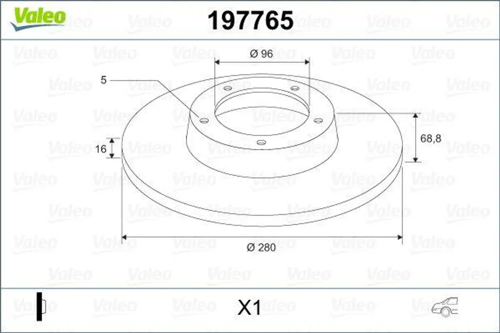 Valeo 197765 Disque de frein avant OE 1451161 pour Ford Transit
