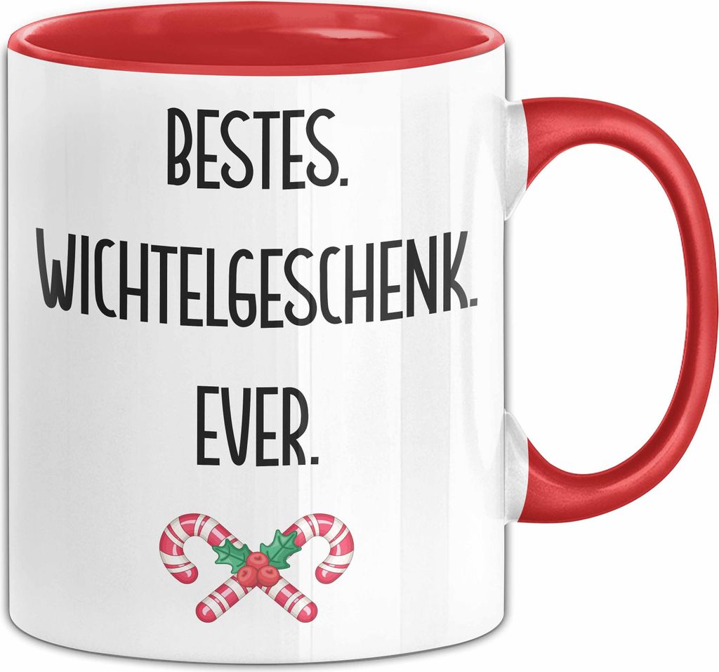 Wichtelgeschenk Tasse Geschenk bis 20€ Schrottwichtelgeschenk Schrottwichteln Süßigkeit (Rot)