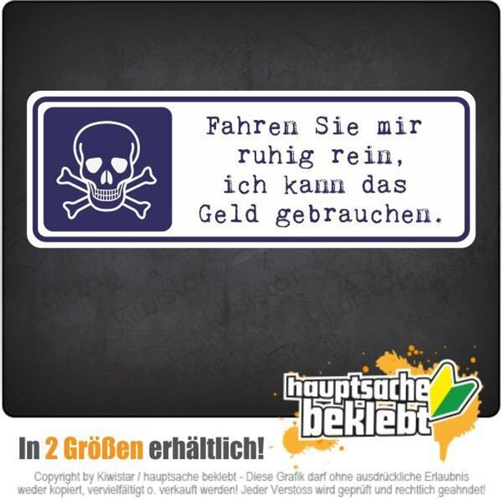 Kiwistar - Autoaufkleber - 10x3,5 cm - außen klebendKiwistar Autoaufkleber - Fahren Sie Mir ruhig rein. Auto, Laptop, Fahrrad, LKW, Motorrad Aufkl...