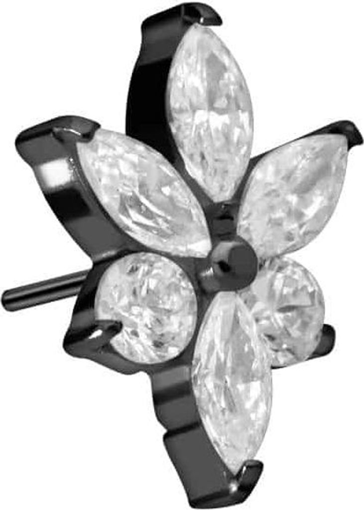 Piercing-Zubehör Titan Aufsatz mit Push Pin KRISTALLBLUME