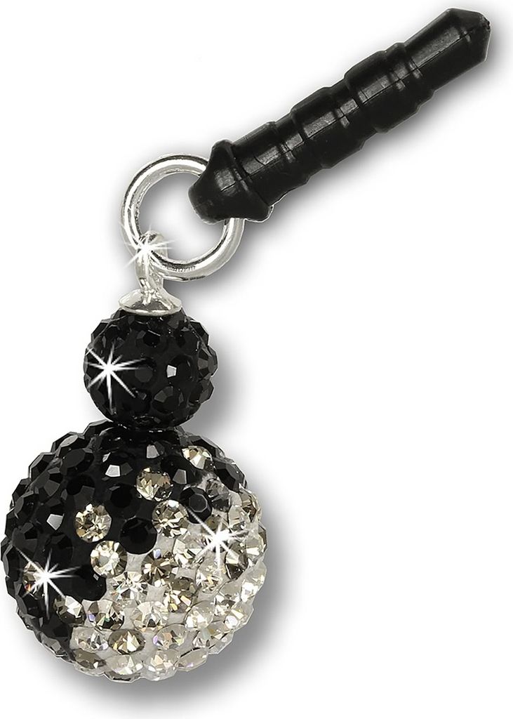 SilberDream Kugel Handy Anhänger schwarz Zirkonia 925 Silber GST002S