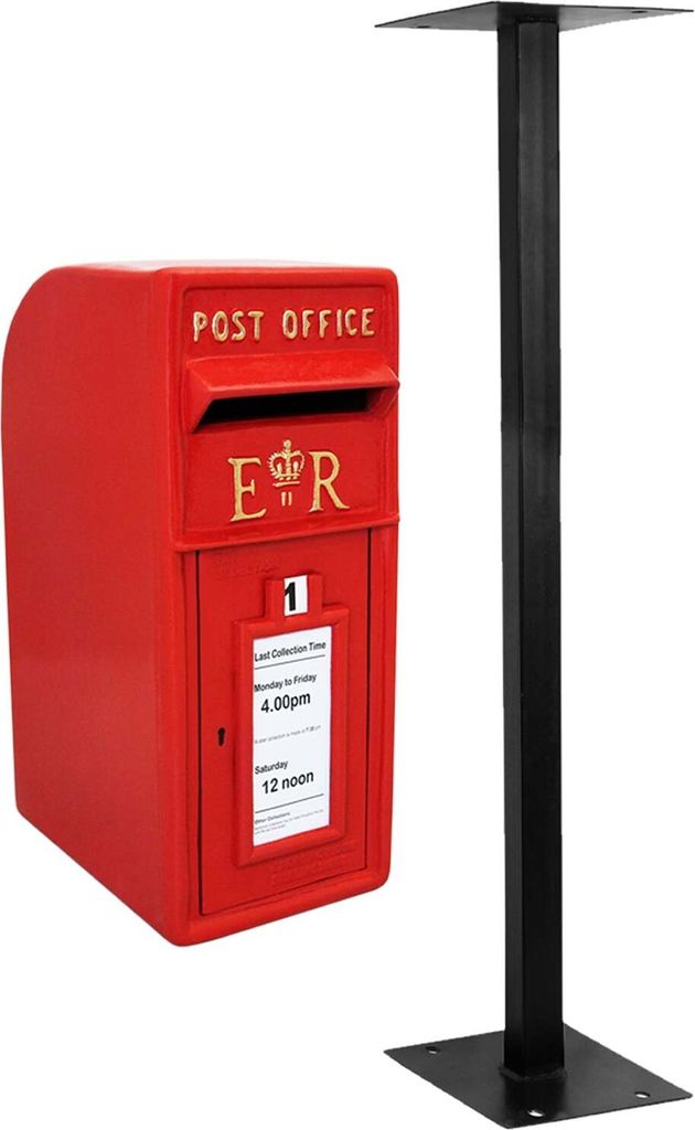 Briefkasten mit Bodenständer Postkasten Wandbriefkasten Standbriefkasten englischer Stil rot Post Box mit Standfuß Gusseisen