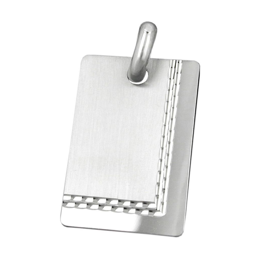 Anhänger Gravurplatte matt glänzend diamantiert Silber 925 silber 30x20mm