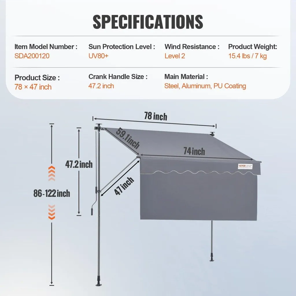 Auvent d'extérieur pour balcon et jardin avec store vertical rétractable - 7