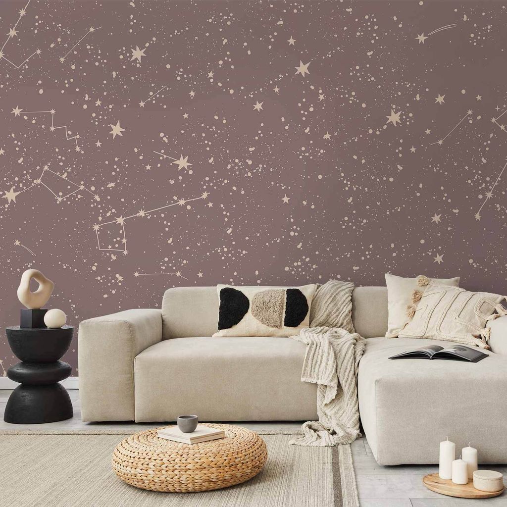 Vlies Fototapete - Night Sky - Artistic Constellations and Stars in Pastel Shades 350x245 cm Muster f-C-10104-a-a