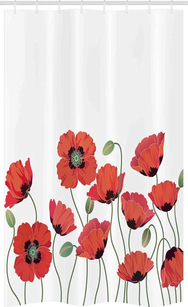 Tenda da Doccia Stretta 120x180 Fiori Papavero - Lavabile ABAKUHAUS