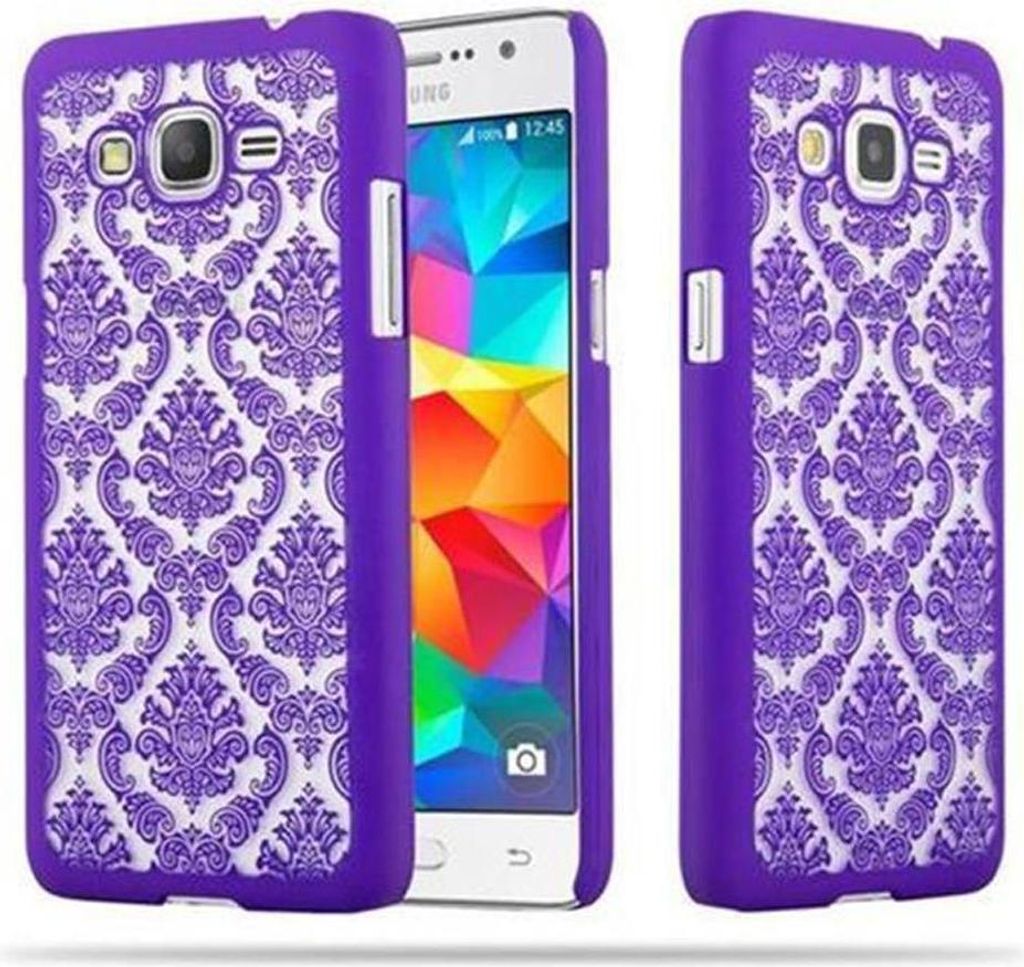 Cadorabo Hülle für Samsung Galaxy GRAND PRIME Schutz Hülle in Lila Hard Case Schutzhülle Blumen Etui Handyhülle